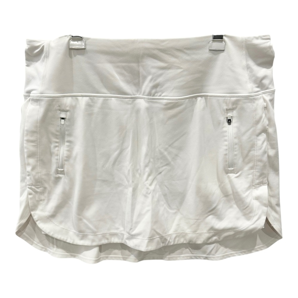 Athleta Fairway 16" Golf Skort White Active Skirt Plus Size 2X Zipper Pockets